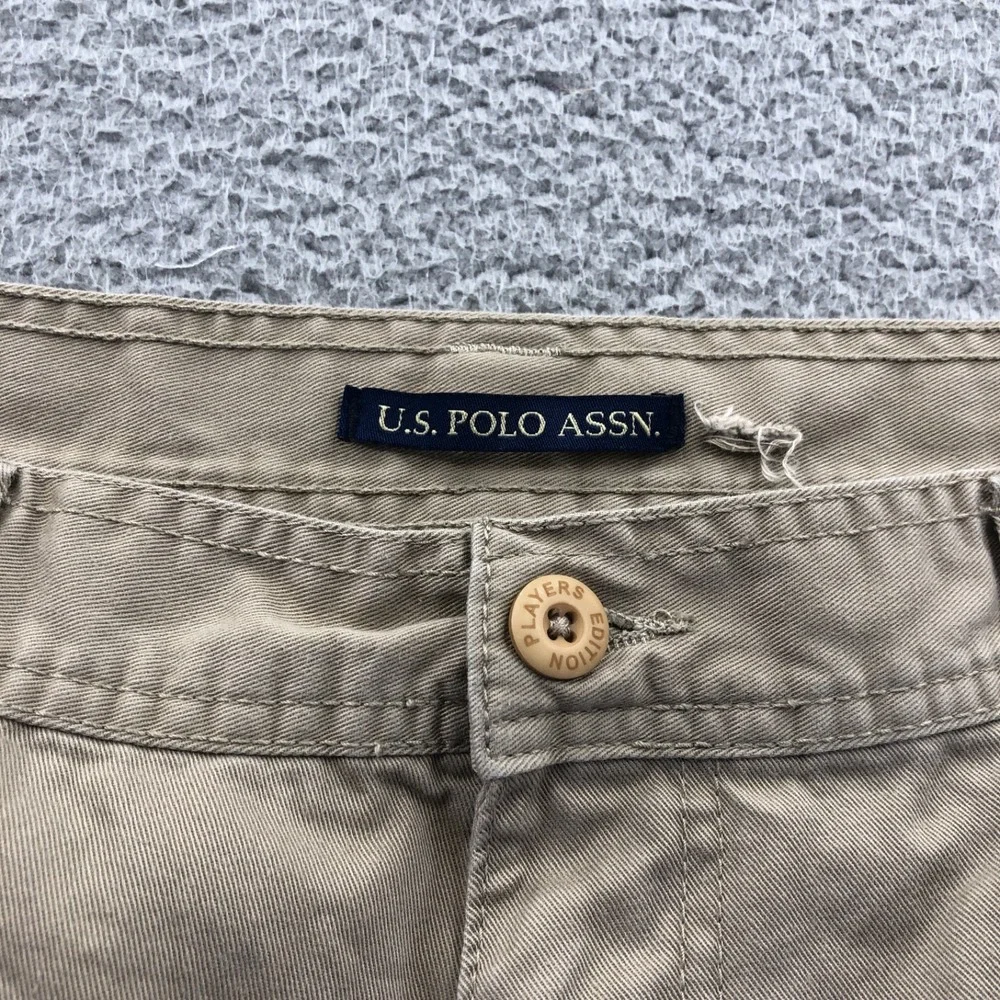 Vintage US Polo Assn Sorts Mens 32 Khaki Cargo Baggy Embroidered Logo Y2k Skater